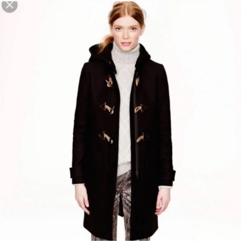 vintage J CREW boiled wool toggle coat with detachable hood